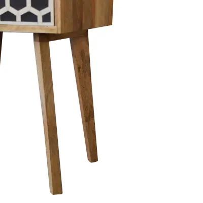 Solid Wood Bone Inlay Nightstand 1 Drawer  with Tapered Legs