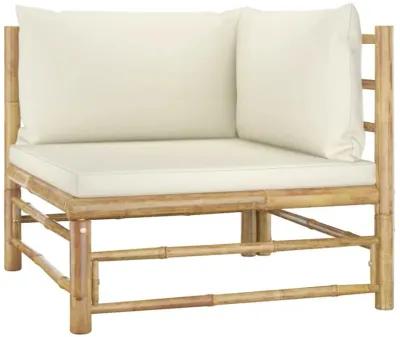 vidaXL 12 Piece Garden Lounge Set with Cream White Cushions Bamboo