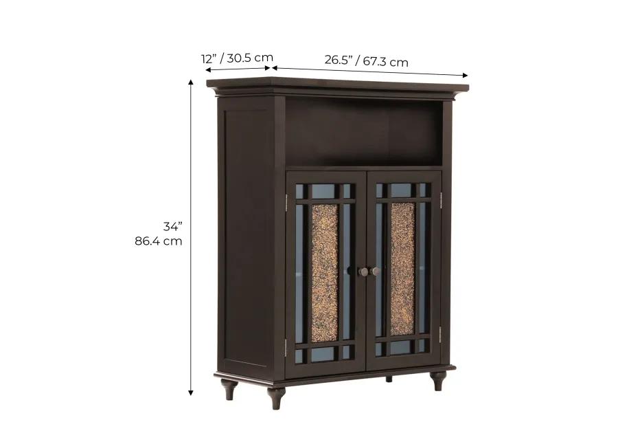 Teamson Home Windsor Wooden Floor Cabinet with Glass Mosaic Doors, Dark Espresso