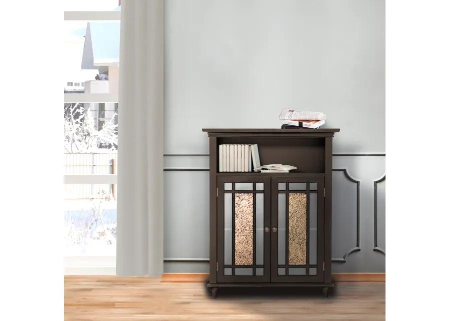 Teamson Home Windsor Wooden Floor Cabinet with Glass Mosaic Doors, Dark Espresso