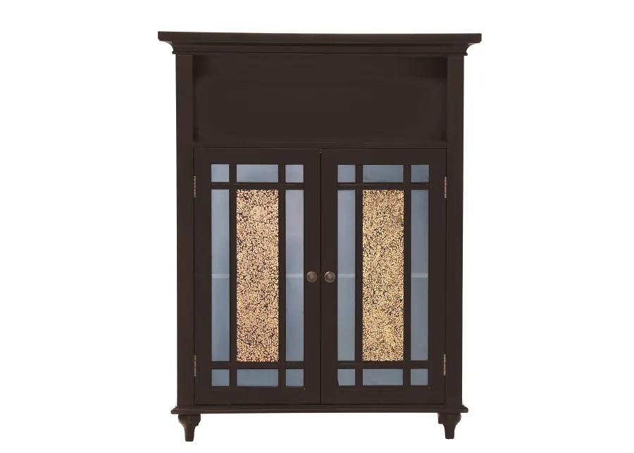 Teamson Home Windsor Wooden Floor Cabinet with Glass Mosaic Doors, Dark Espresso