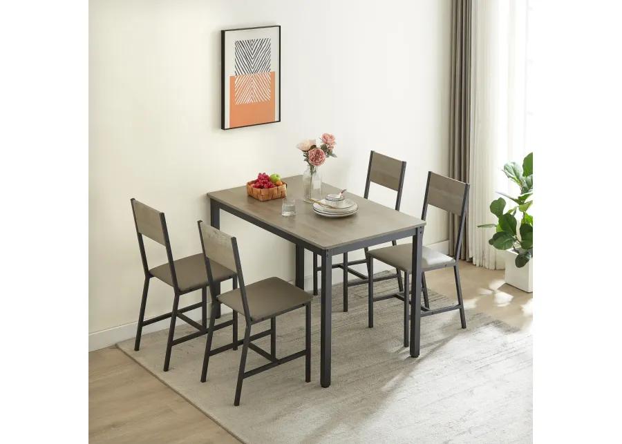 Dining Set For 5 Kitchen Table With 4 Upholstered Chairs, Grey, 47.2" L X 27.6" W X 29.7"