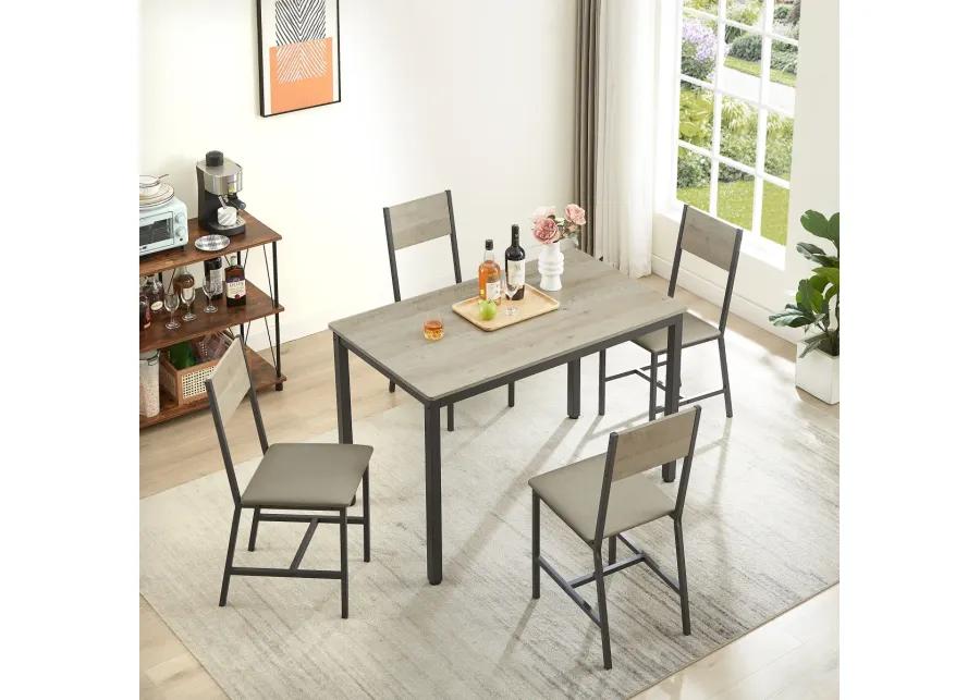 Dining Set For 5 Kitchen Table With 4 Upholstered Chairs, Grey, 47.2" L X 27.6" W X 29.7"