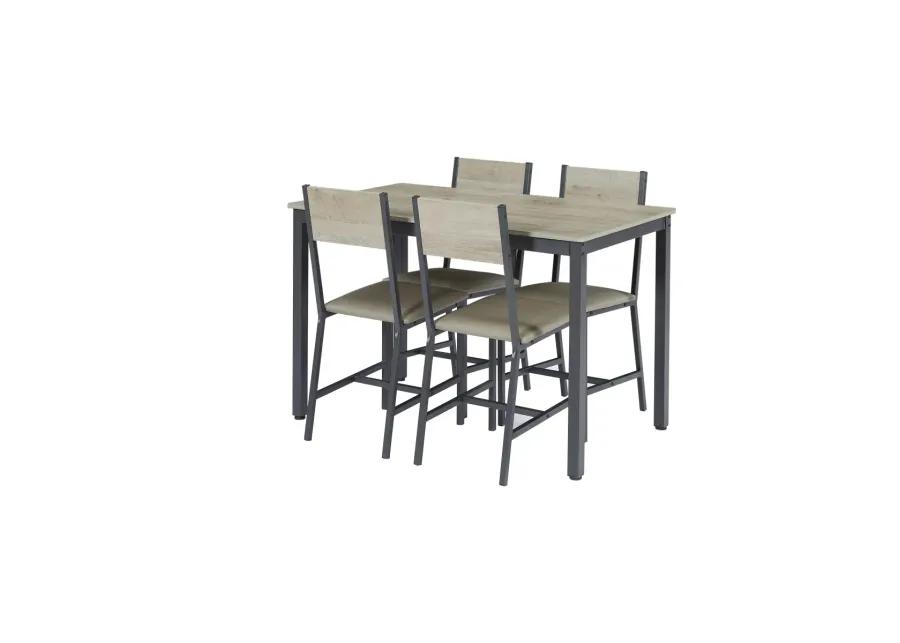 Dining Set For 5 Kitchen Table With 4 Upholstered Chairs, Grey, 47.2" L X 27.6" W X 29.7"