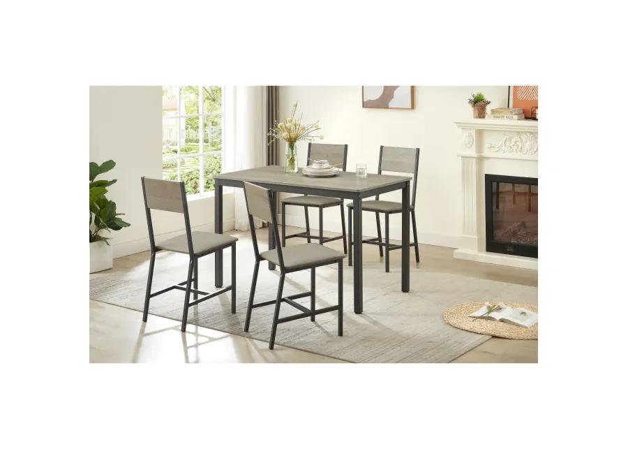 Dining Set For 5 Kitchen Table With 4 Upholstered Chairs, Grey, 47.2" L X 27.6" W X 29.7"