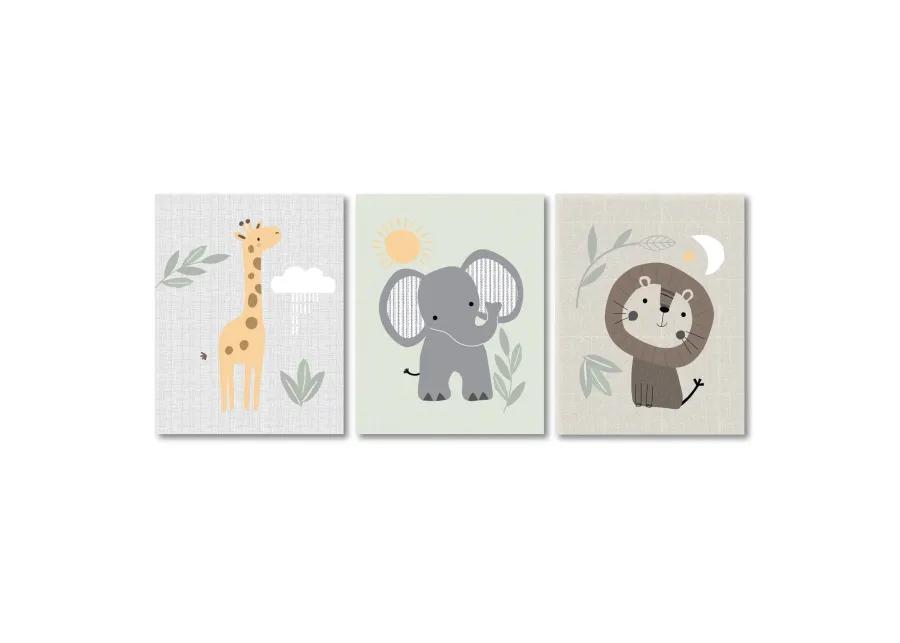 Lambs & Ivy Jungle Story 3-Piece Safari Animals Unframed Nursery Wall Art Decor