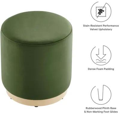 Tilden 16" Round Performance Velvet Upholstered Ottoman