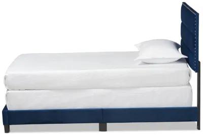 Baxton Studio Tamira Modern and Contemporary Glam Navy Blue Velvet Fabric Upholstered Twin Size Panel Bed