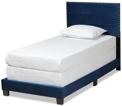 Baxton Studio Tamira Modern and Contemporary Glam Navy Blue Velvet Fabric Upholstered Twin Size Panel Bed