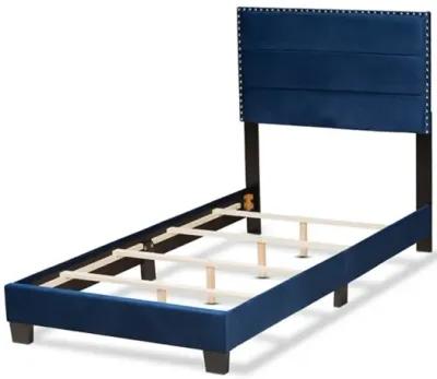 Baxton Studio Tamira Modern and Contemporary Glam Navy Blue Velvet Fabric Upholstered Twin Size Panel Bed