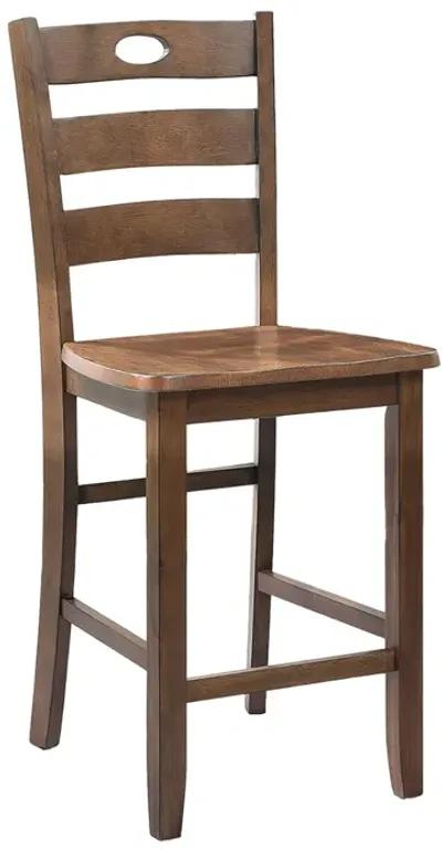 Lasie 5 Piece Counter Height Table Set, 4 Chairs, Slatted, Brown Solid Wood