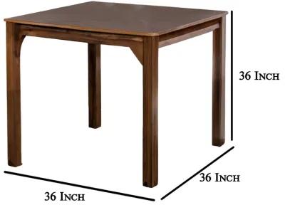 Lasie 5 Piece Counter Height Table Set, 4 Chairs, Slatted, Brown Solid Wood