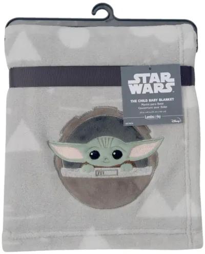 Lambs & Ivy Star Wars Mandalorian The Child/Baby Yoda Gray Fleece Baby Blanket