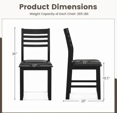 Hivvago Wooden Dining Chair Set of 2 with Rubber Wood Frame and Padded Cushion