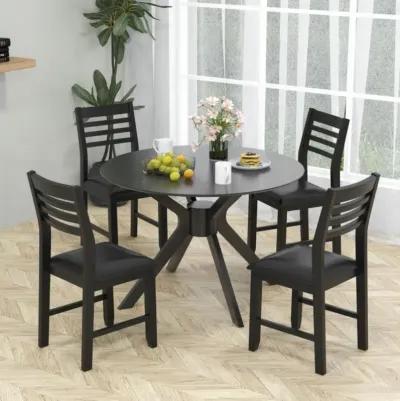 Hivvago Wooden Dining Chair Set of 2 with Rubber Wood Frame and Padded Cushion