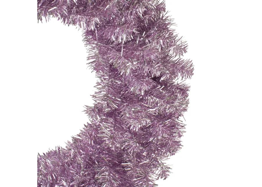 Metallic Pink Tinsel Artificial Christmas Wreath  24-Inch  Unlit