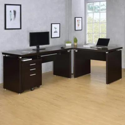 Skylar 2-piece Home Office Set L-Shape Desk with File Cabinet Cappuccino