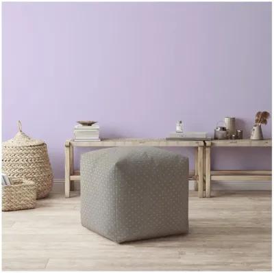 Homezia 17" Grey Polka Dots Pouf Ottoman