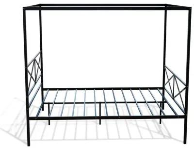 East West Furniture GEQCBLK Glendale Platform Bed Frame with Modern Style Headboard and Footboard - Canopy Metal Frame in Powder Coating Black