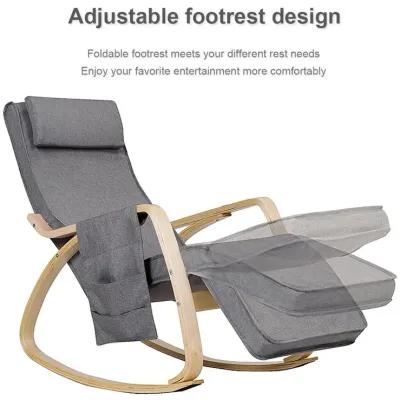 Comfortable Lounge Rocking Chair with Removable Cushion Cover and Side Pocket