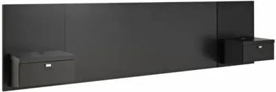 Modern Wall Mounted Floating Headboard with Nightstands in Black