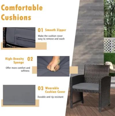 Hivvago 3 Pieces Patio Wicker Furniture Set with Storage Table and Protective Cover