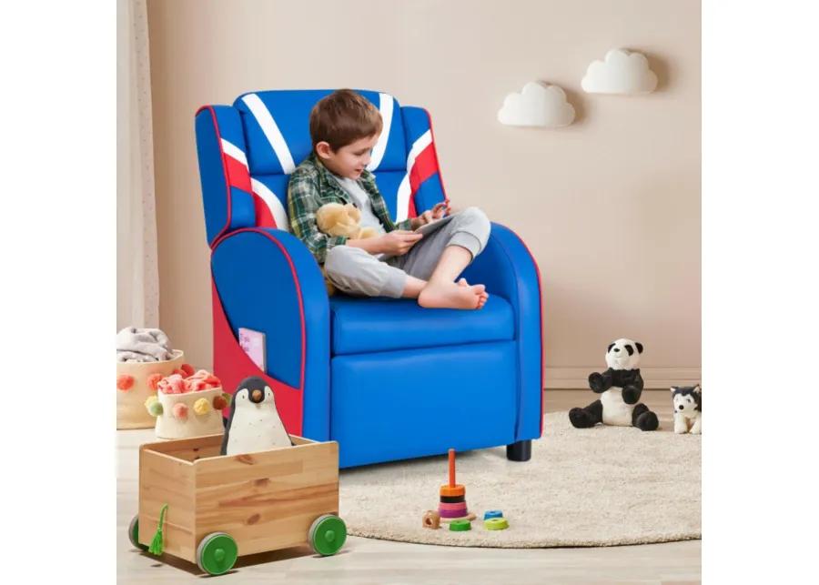 Kids Leather Recliner Chair with Side Pockets