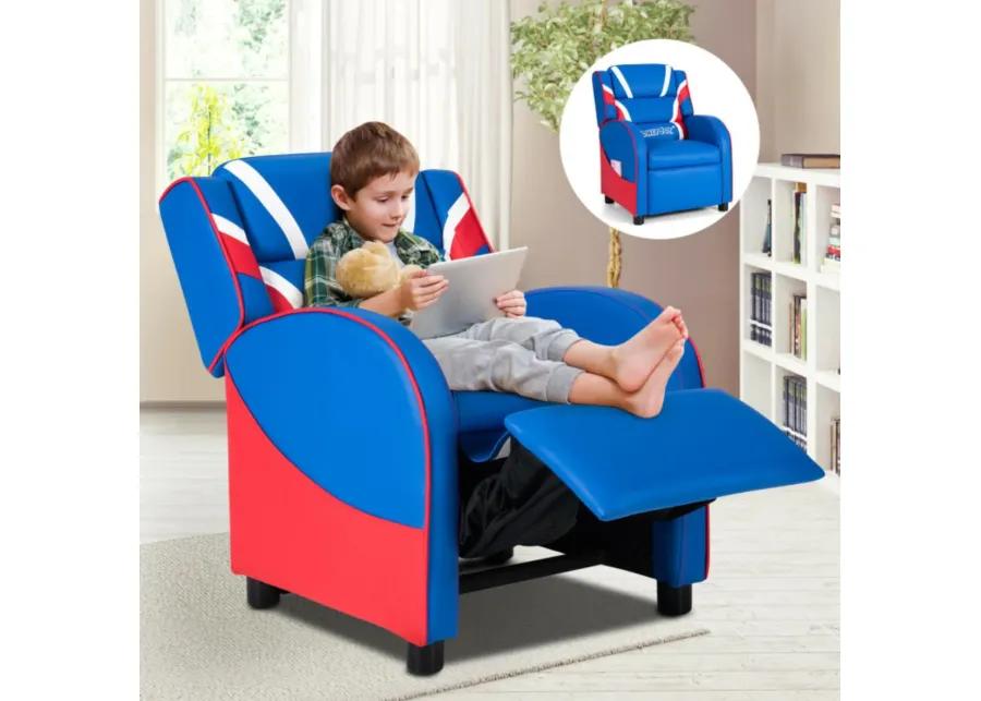 Kids Leather Recliner Chair with Side Pockets