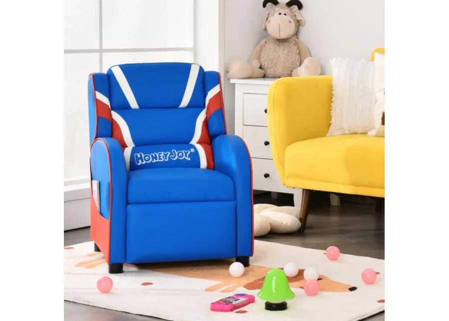 Kids Leather Recliner Chair with Side Pockets