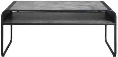 Raziela Coffee Table, Concrete Gray & Black Finish