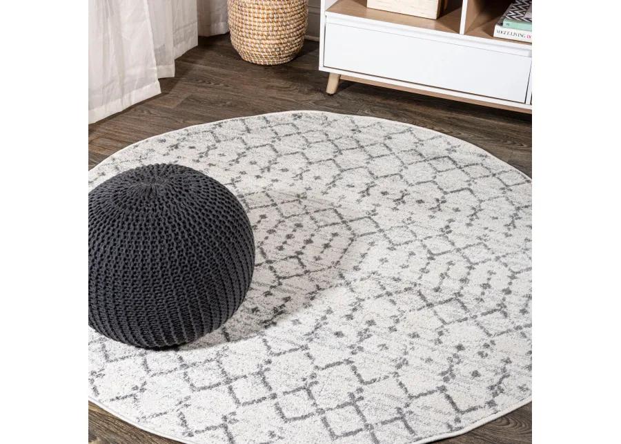 Moroccan HYPE Boho Vintage Diamond Black/Ivory 3' Round Area Rug