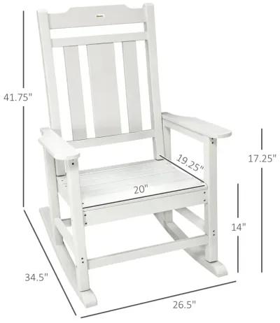 Light Gray Outdoor Rocker: HDPE Slatted Rocking Chair with Armrests