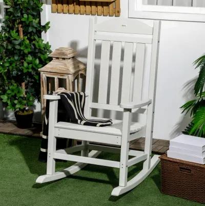 Light Gray Outdoor Rocker: HDPE Slatted Rocking Chair with Armrests