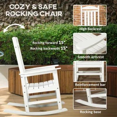 Light Gray Outdoor Rocker: HDPE Slatted Rocking Chair with Armrests