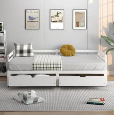 Extendable Twin to King Daybed with Trundle and 2 Storage Drawers