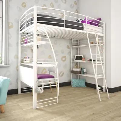 Lynn Twin Loft Bed with Integrated Desk and Shelves