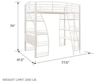 Lynn Twin Loft Bed with Integrated Desk and Shelves