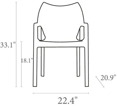 33" Black Outdoor Patio Solid Dining Arm Chair