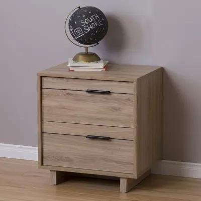 Hivvago Modern 2-Drawer End Table Nightstand in Light Oak Wood Finish