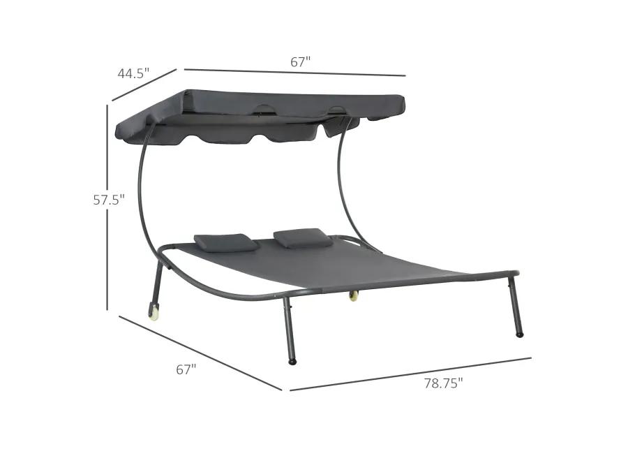 Adjustable Sun Bed: Wheeled Chaise Lounge with Canopy