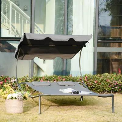 Adjustable Sun Bed: Wheeled Chaise Lounge with Canopy