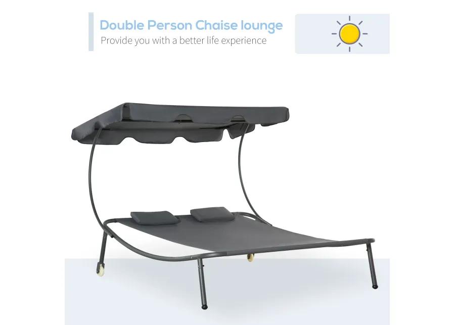 Adjustable Sun Bed: Wheeled Chaise Lounge with Canopy