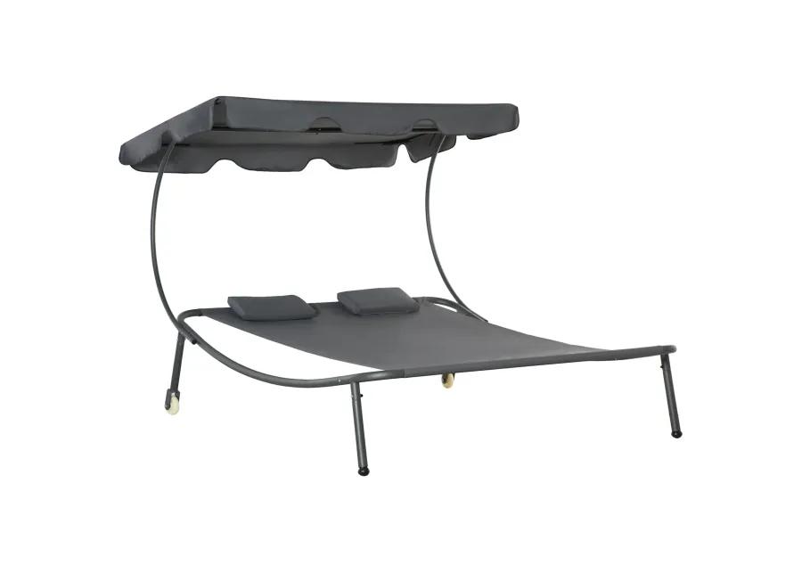 Adjustable Sun Bed: Wheeled Chaise Lounge with Canopy