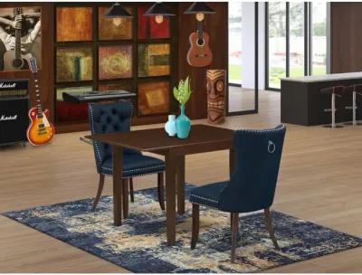 3 Piece Kitchen Table Set Consists of a Rectangle Dining Table with Dropleaf