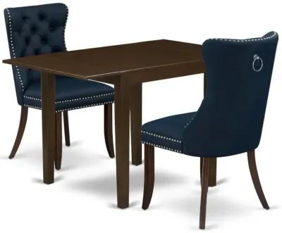 3 Piece Kitchen Table Set Consists of a Rectangle Dining Table with Dropleaf