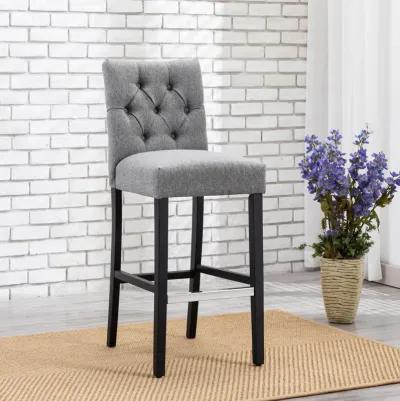 WestinTrends 29" Linen Fabric Tufted Upholstered Bar Stool, Black