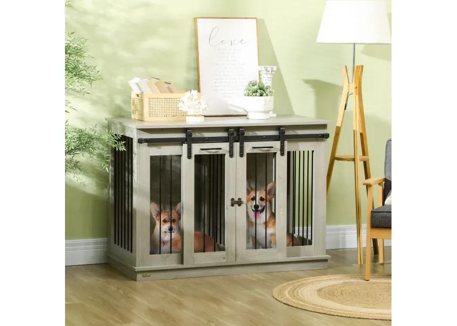 Gray Multifunctional Pet Furniture: Large Dog Crate End Table