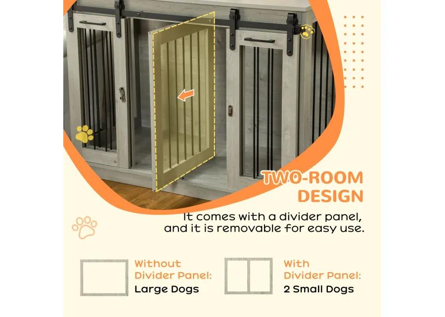 Gray Multifunctional Pet Furniture: Large Dog Crate End Table