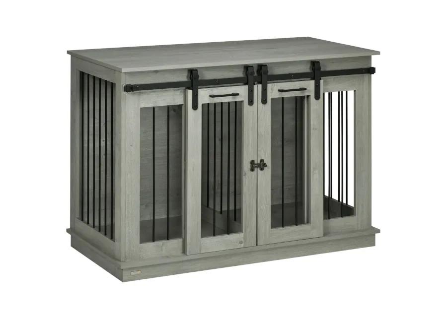 Gray Multifunctional Pet Furniture: Large Dog Crate End Table