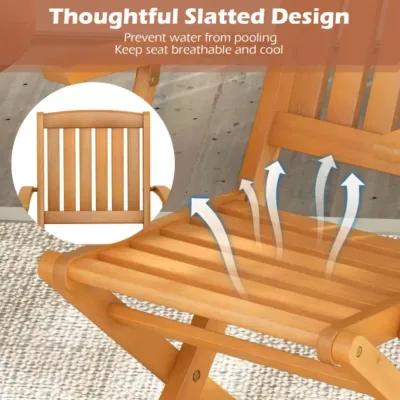 Hivvago Patio Wood Folding Chair Set of 2 with Armrests and Slatted Seat